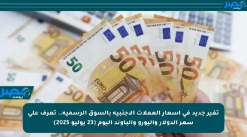 تغير جديد في أسعار العملات الأجنبية بالسوق الرسمية.. تعرف على سعر الدولار واليورو والباوند اليوم (23 يوليو 2025)